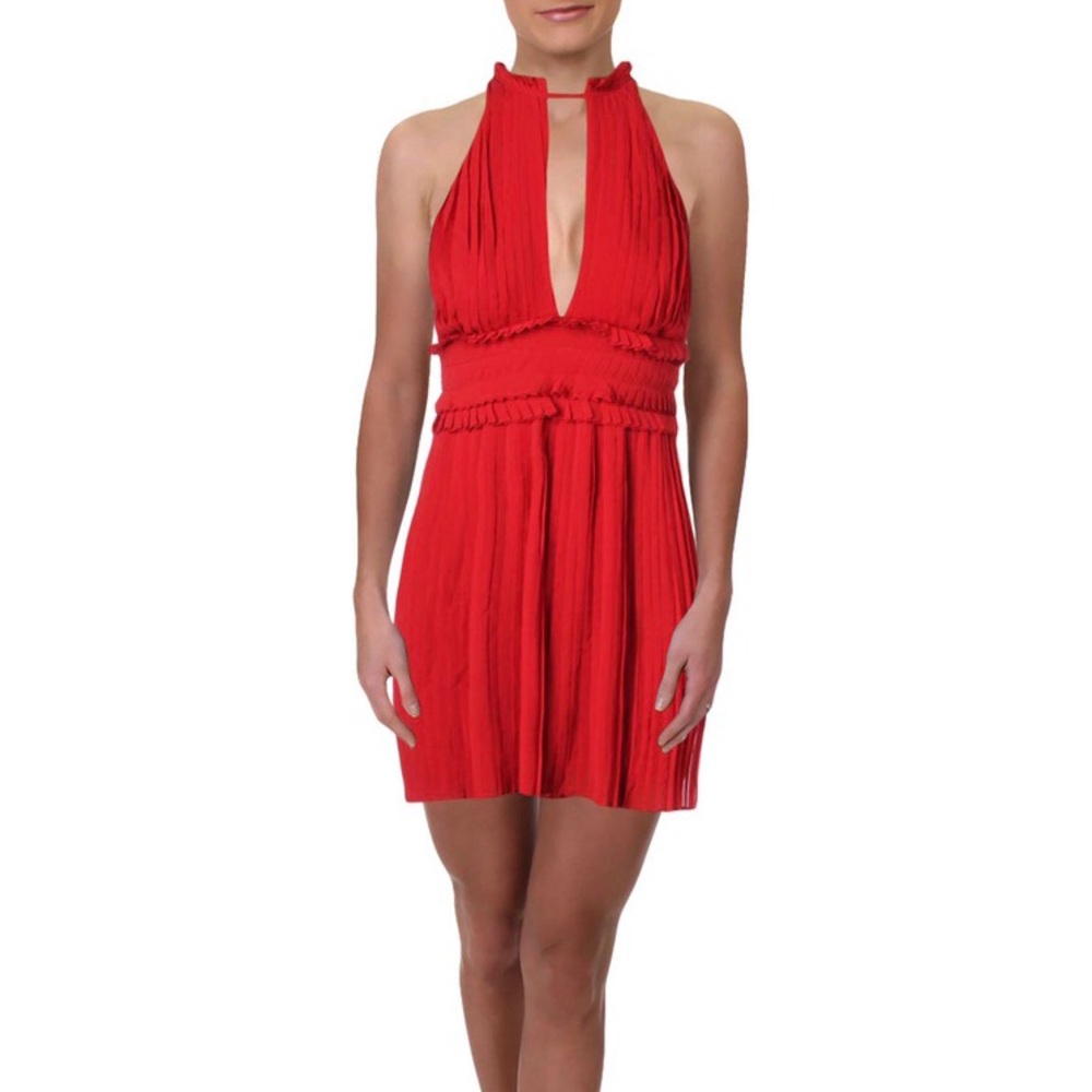 Max Studio Pleated Red Cocktail Dress